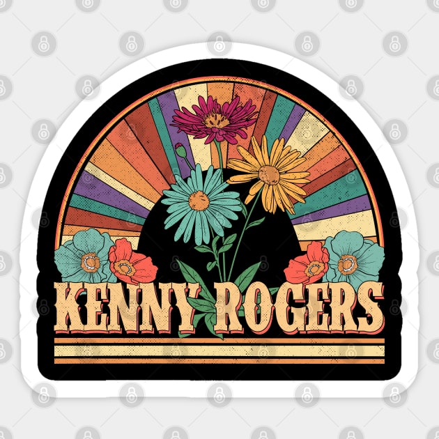 Kenny Flowers Name Rogers Personalized Gifts Retro Style Sticker by Roza Wolfwings